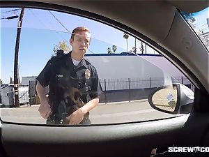 CAUGHT! dark-hued doll gets splattered inhaling off a cop